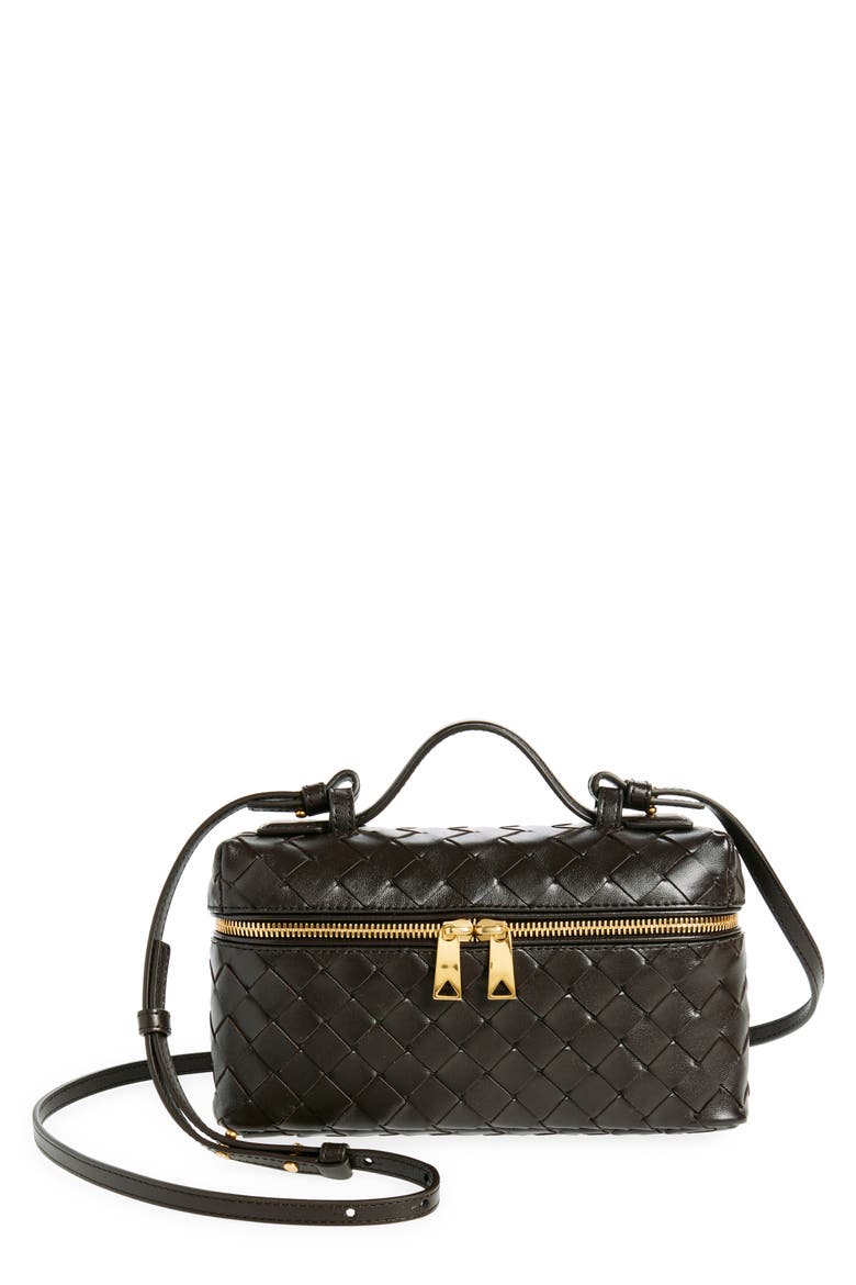 Intrecciato Leather Convertible Vanity Case, Main, color, 2132 FONDANT-GOLD