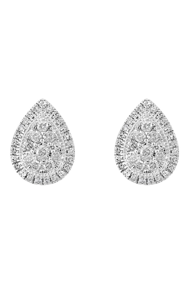 Sterling Silver Diamond Pear Stud Earrings, Alternate, color, SILVER