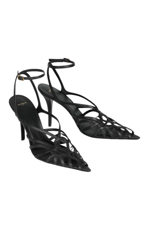 Smooth Leather Cage Sandals