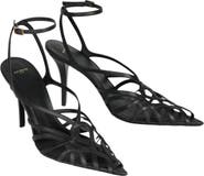 Balmain Smooth Leather Cage Sandals