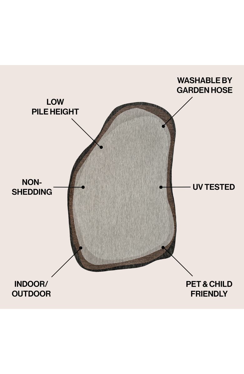 JONATHAN Y Wyatt Modern Rustic Abstract Indoor/Outdoor Shaped Area Rug, Alternate, color, Gray/Black