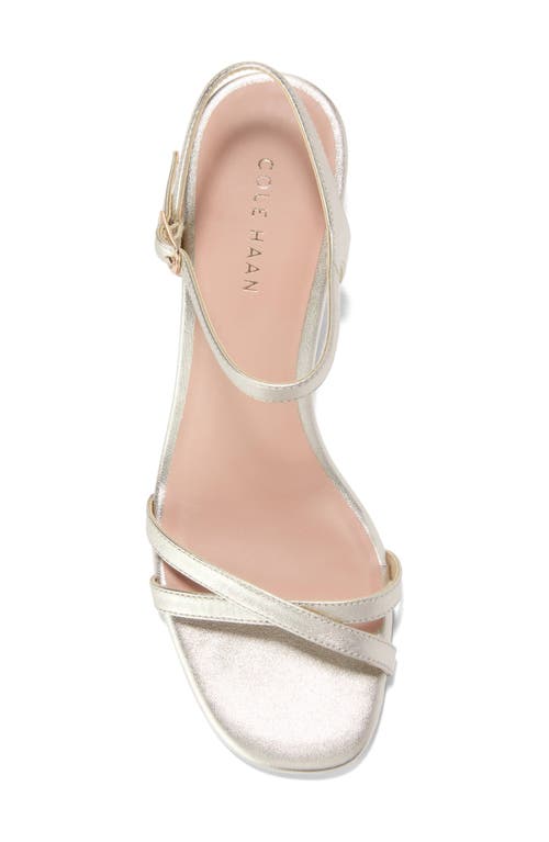 Cole Haan Leni Kitten Heel Sandal In Soft Gold Leather