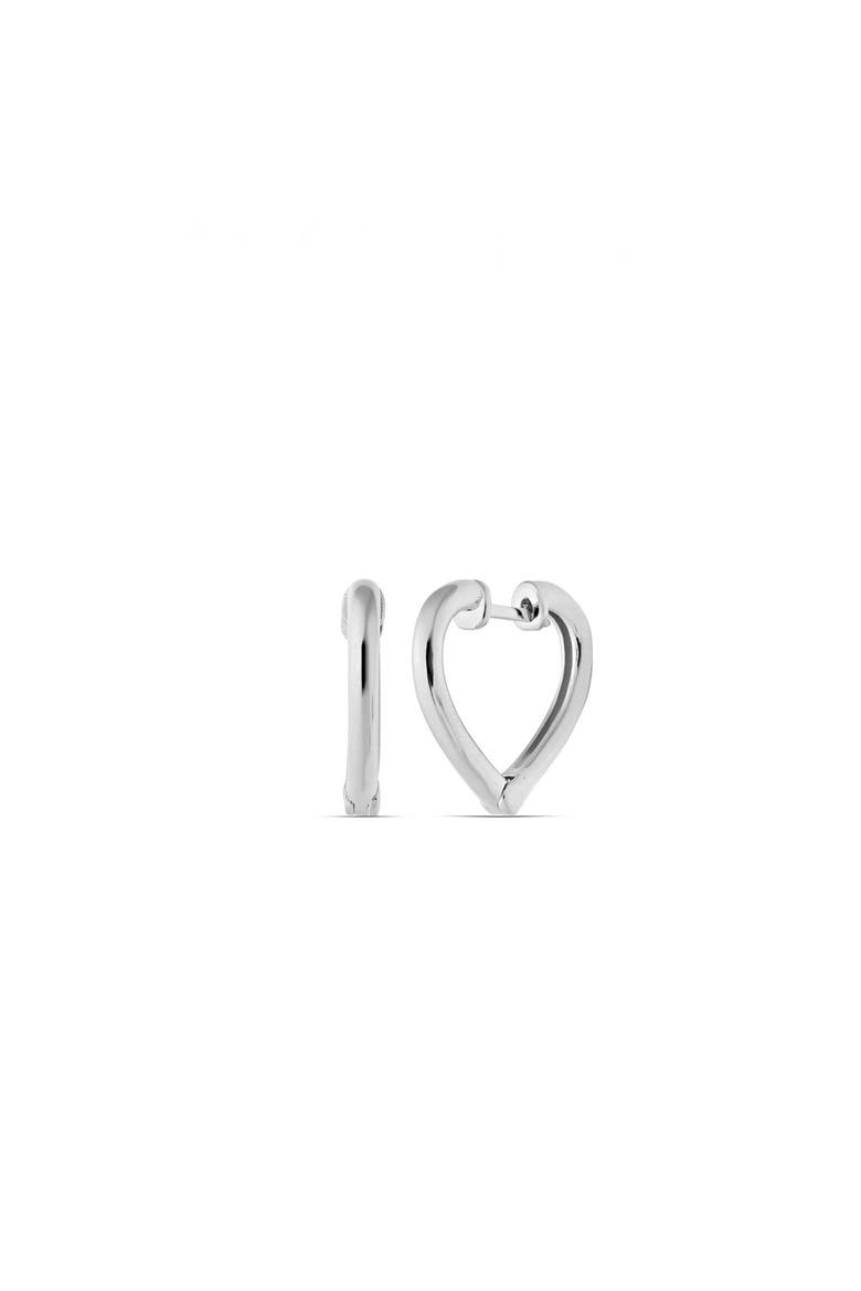 Sterling Silver Heart Hoop Earrings, Main, color, Silver