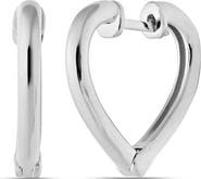 Spero London Sterling Silver Heart Hoop Earrings