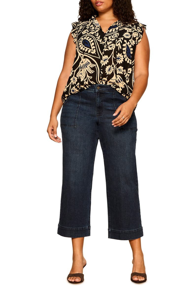 Living It Up Cap Sleeve Top, Alternate, color, SHAPESHIFT BLACK