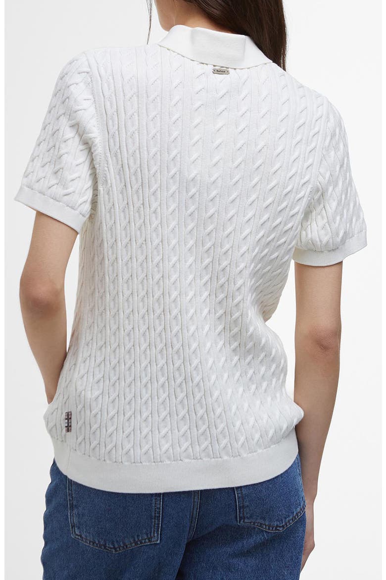 Cable Cotton Polo Sweater, Alternate, color, CLOUD