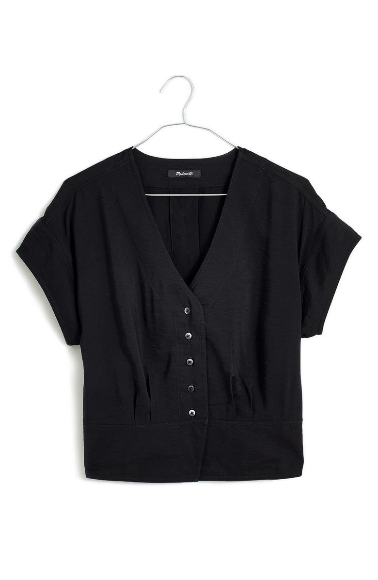 Madewell Pleated Short Sleeve Top, Alternate, color, 