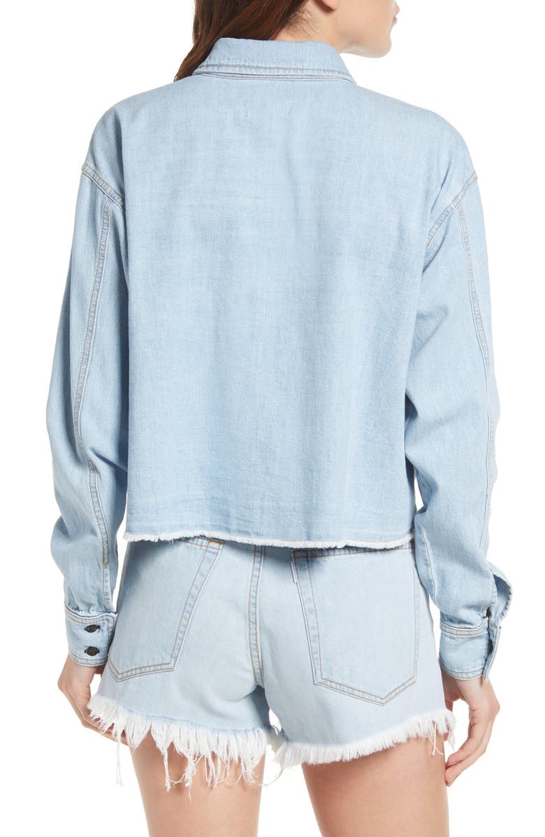 ASKK NY Fray Crop Denim Shirt, Alternate, color, Vintage