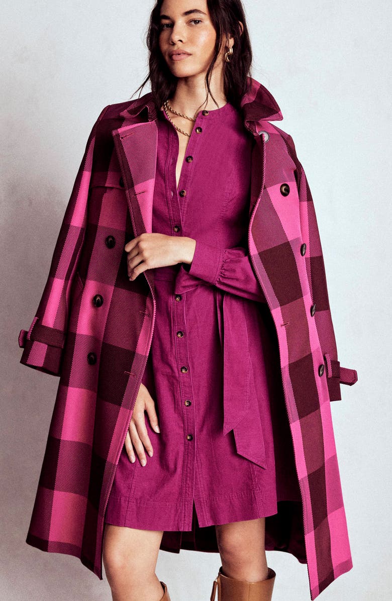 Boden Bre Belted Corduroy Shirtdress, Alternate, color, Rich Magenta