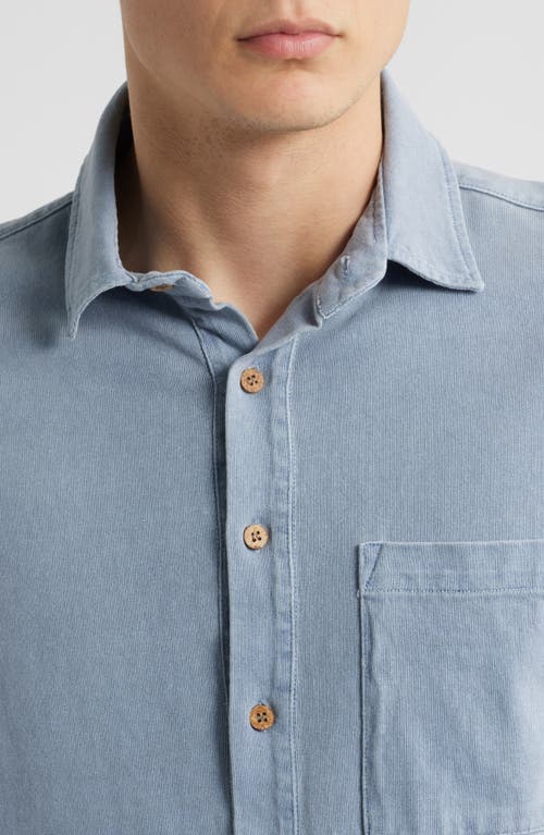 Alex Crane  Caza Rib Organic Cotton Knit Button-up Shirt In Wave