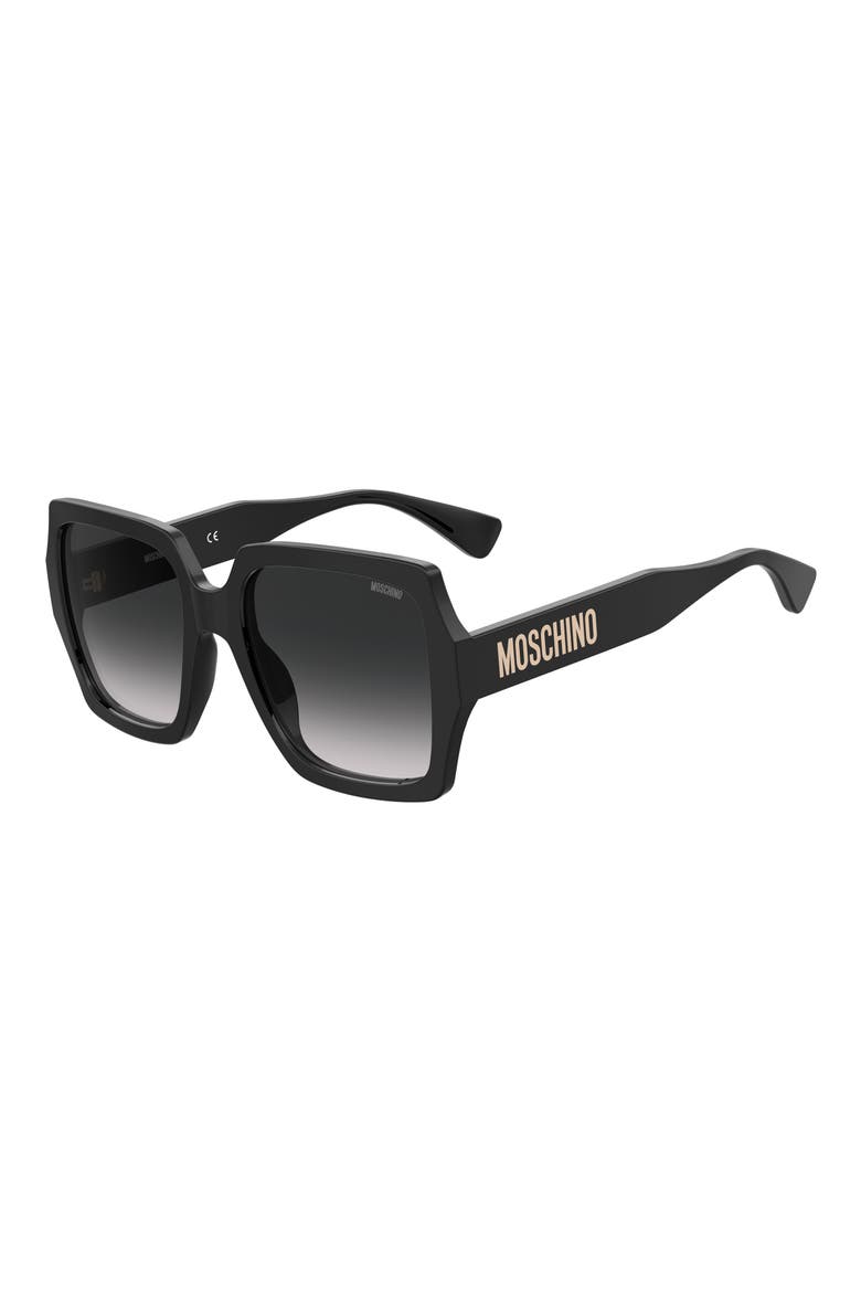 56mm Gradient Square Sunglasses, Alternate, color, BLACK