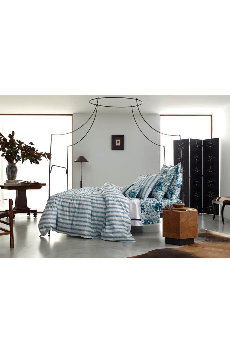 Matouk Attleboro Stripe Print 500 Thread Count Cotton Pillowcases, Alternate, color, Prussian Blue