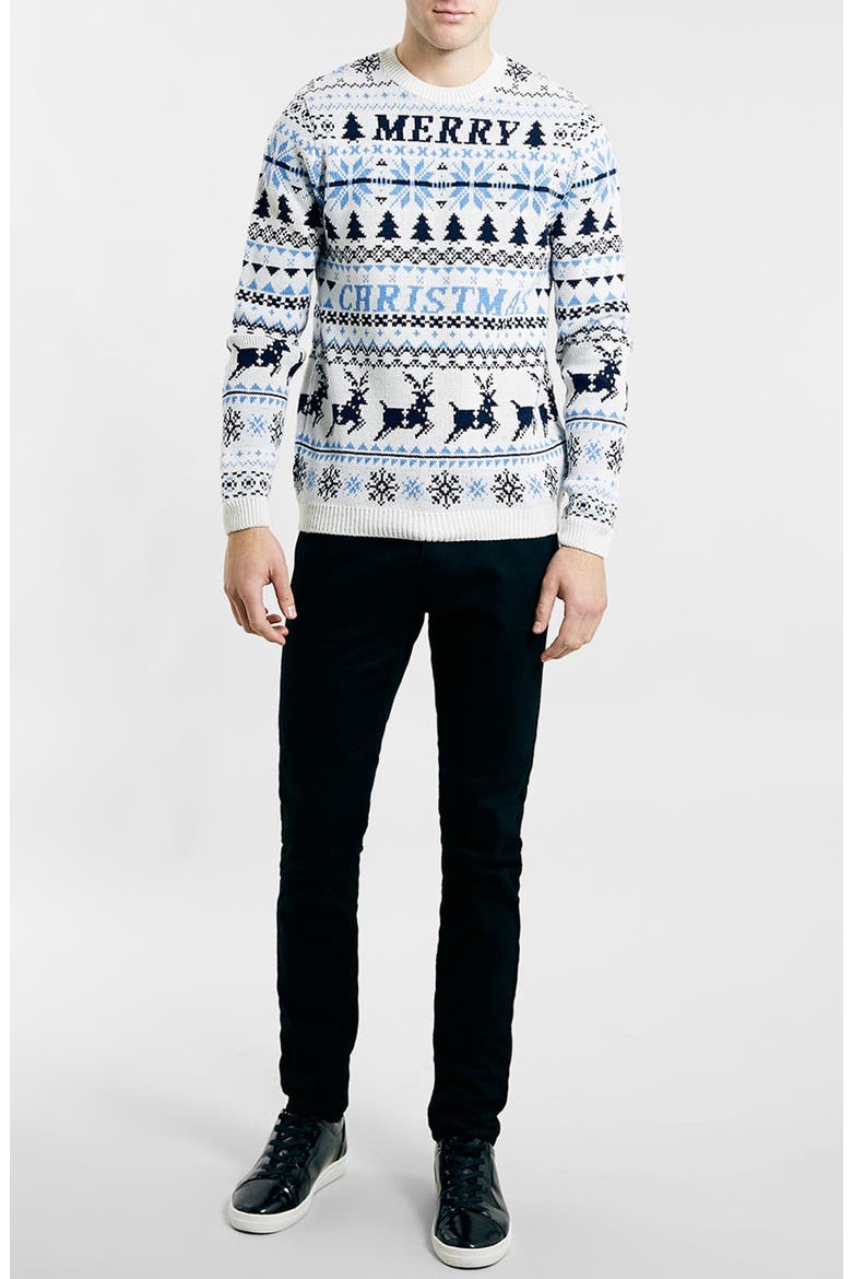 Christmas Pattern Crewneck Sweater, Alternate, color, OFF WHITE