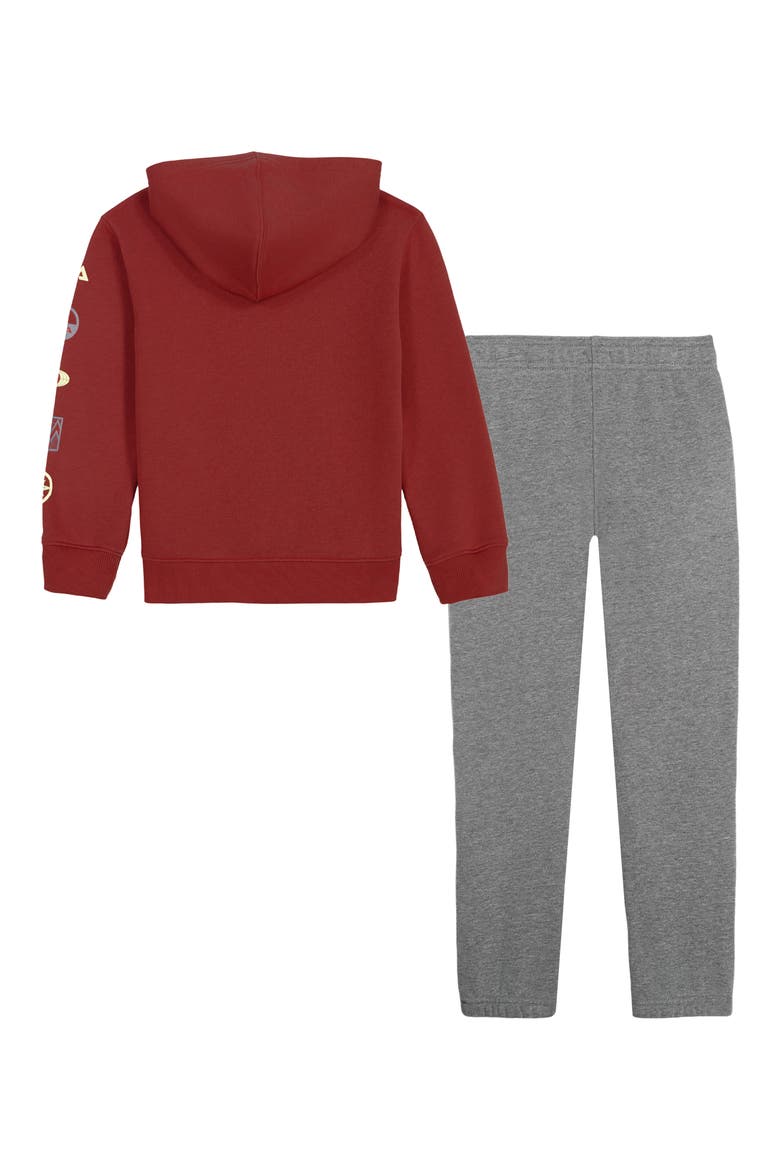 Kids' Strata Grid Fleece Set, Alternate, color, HERITAGE RED