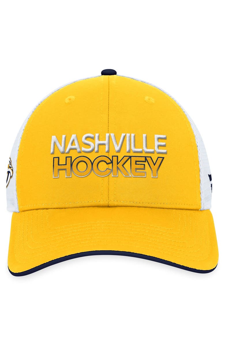 FANATICS Men's Fanatics Branded Gold Nashville Predators Authentic Pro Rink Trucker Adjustable Hat, Alternate, color, Gold