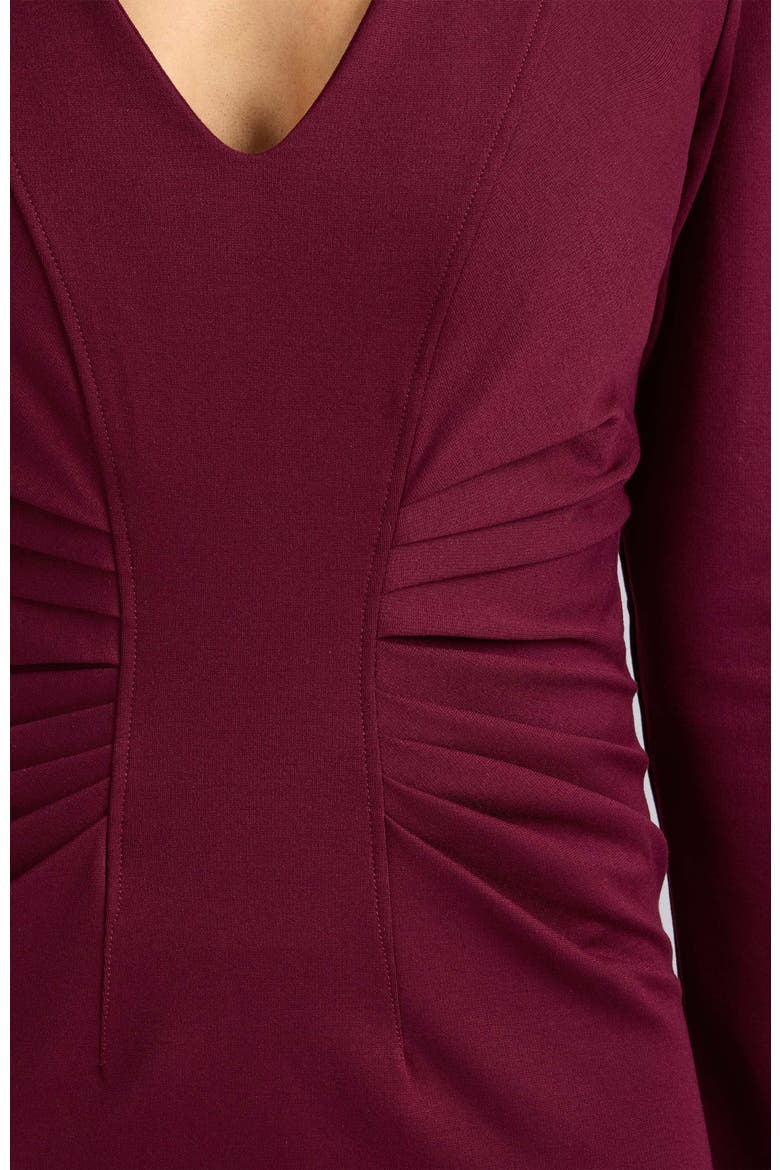 Willa Long Sleeve Midi Dress in Punto Milano, Alternate, color, BORDEAUX