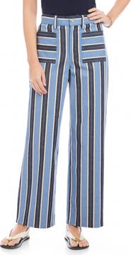 FIFTEEN TWENTY Lynny Stripe Patch Pocket Wide Leg Pants