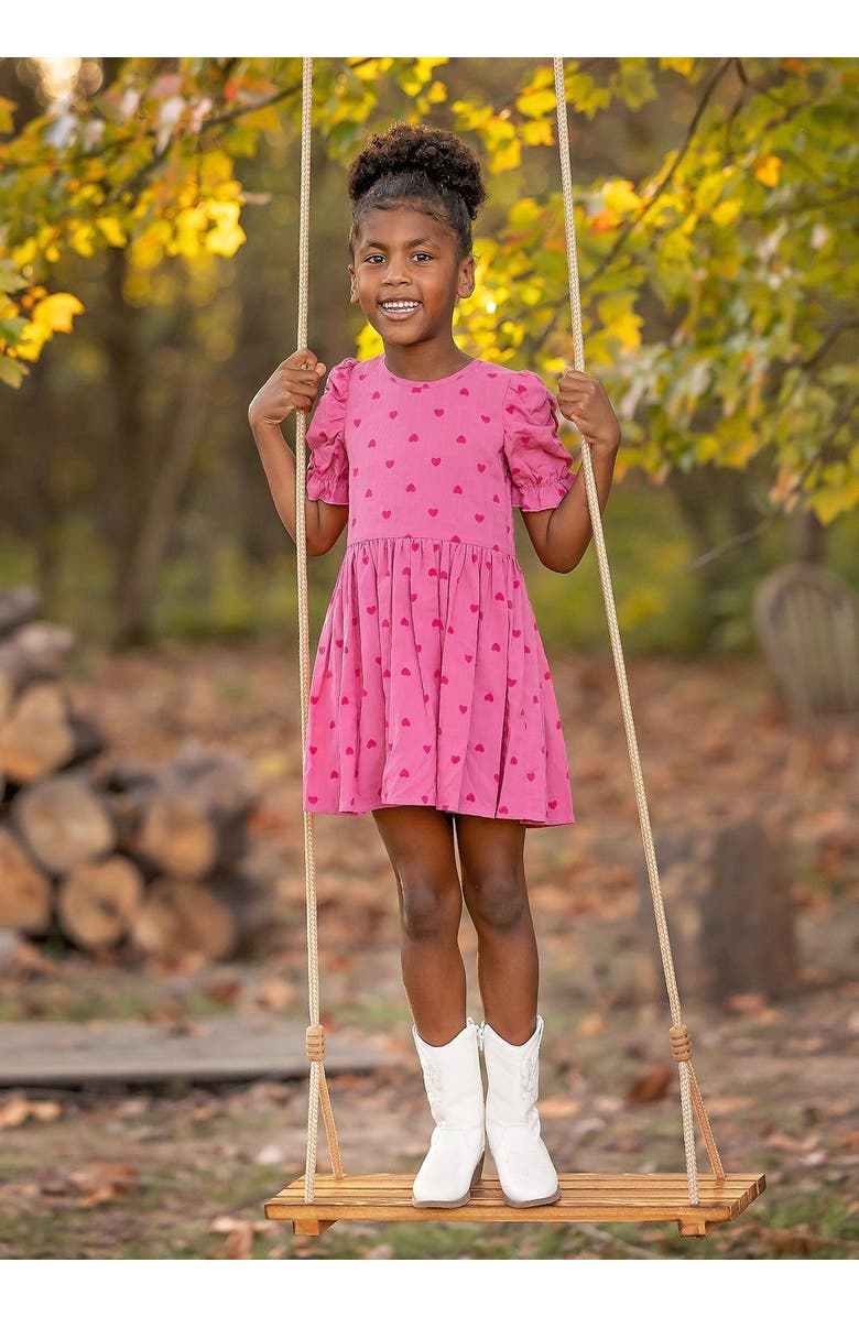 Mabel + Honey Perfect in Pink Hearts Short Sleeve Dress, Alternate, color, Pink