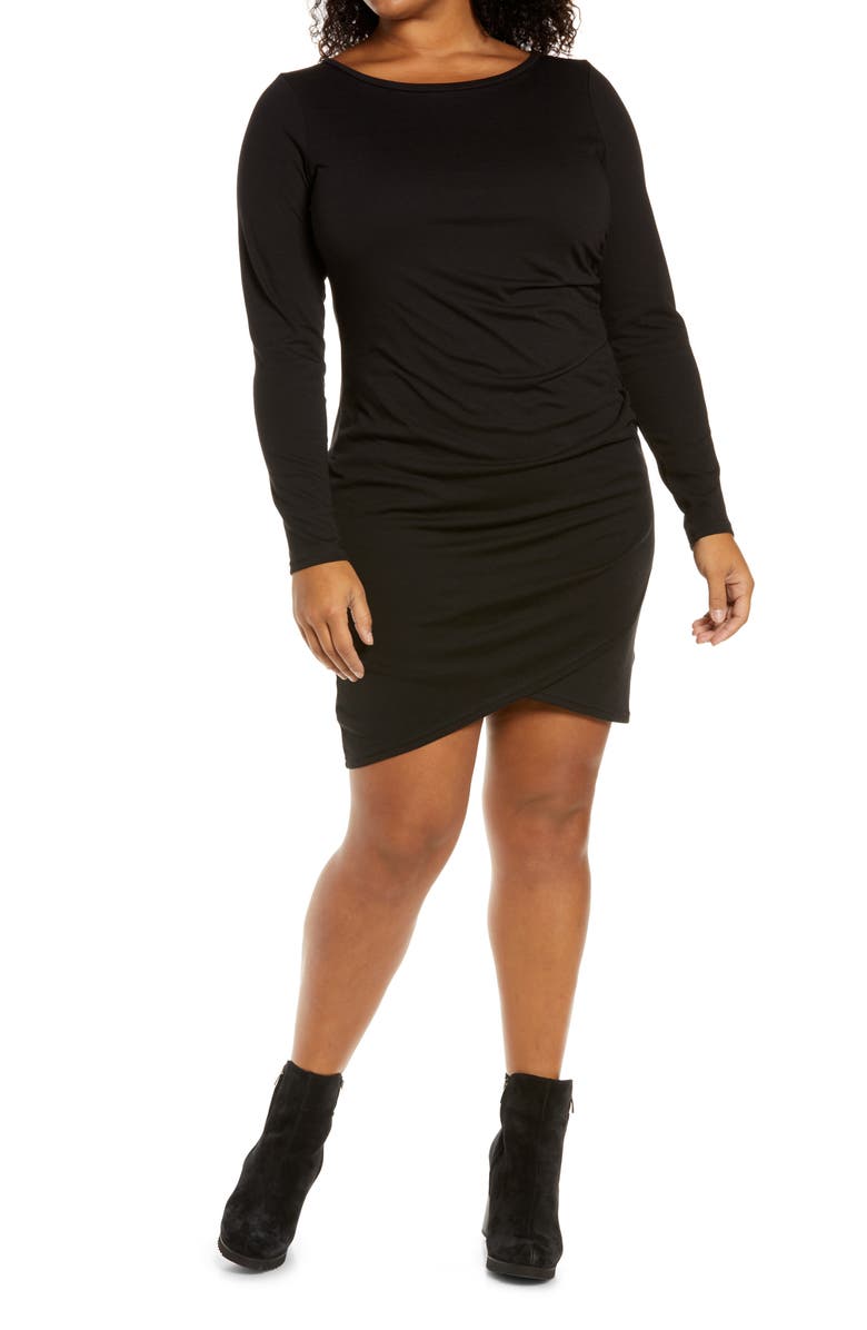 Treasure & Bond Ruched Side Long Sleeve Dress, Main, color, 