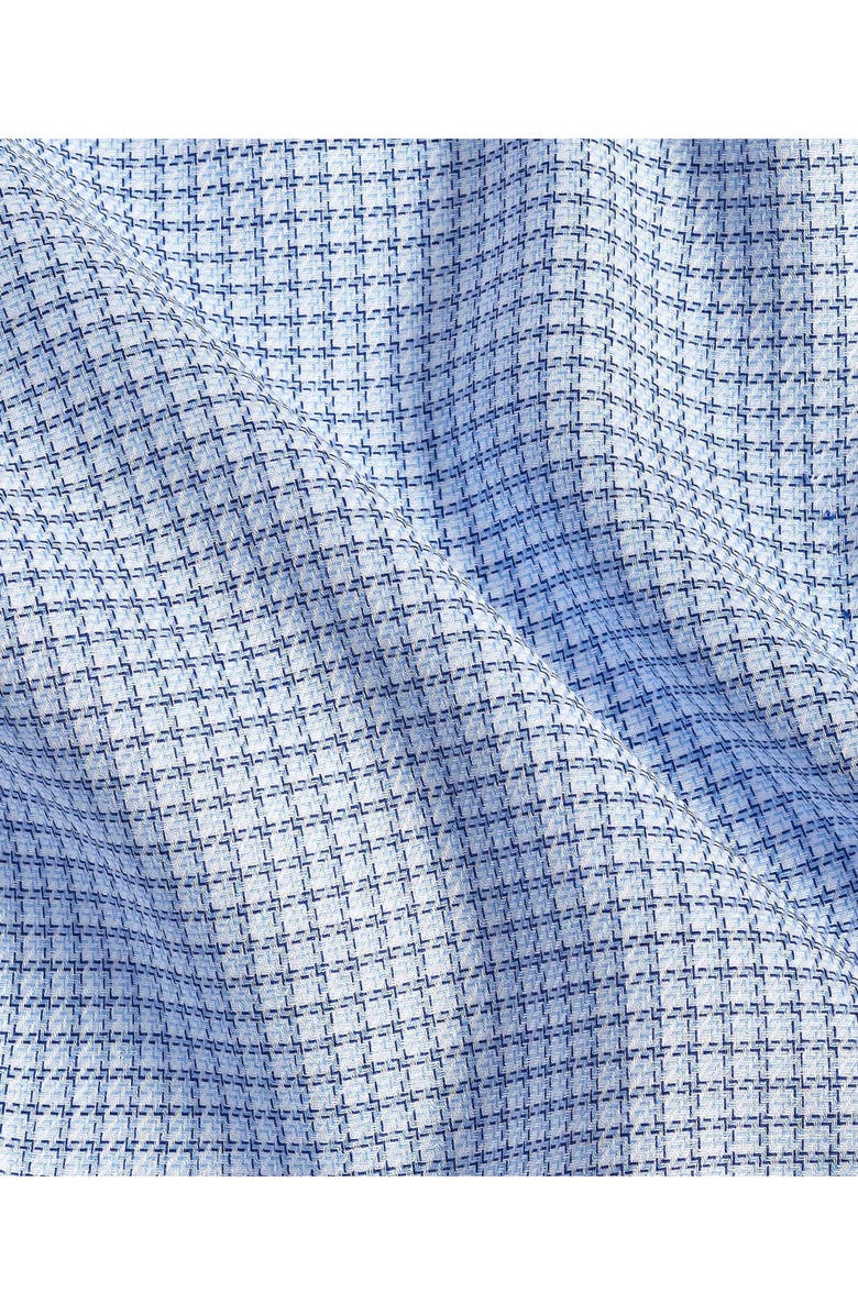 David Donahue Slim Fit Microcheck Cotton Stretch Twill Dress Shirt, Alternate, color, Sky/ Navy