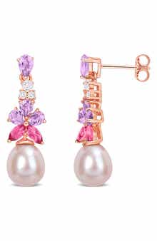 DELMAR Topaz, Amethyst & Cultured Pearl Drop Earrings