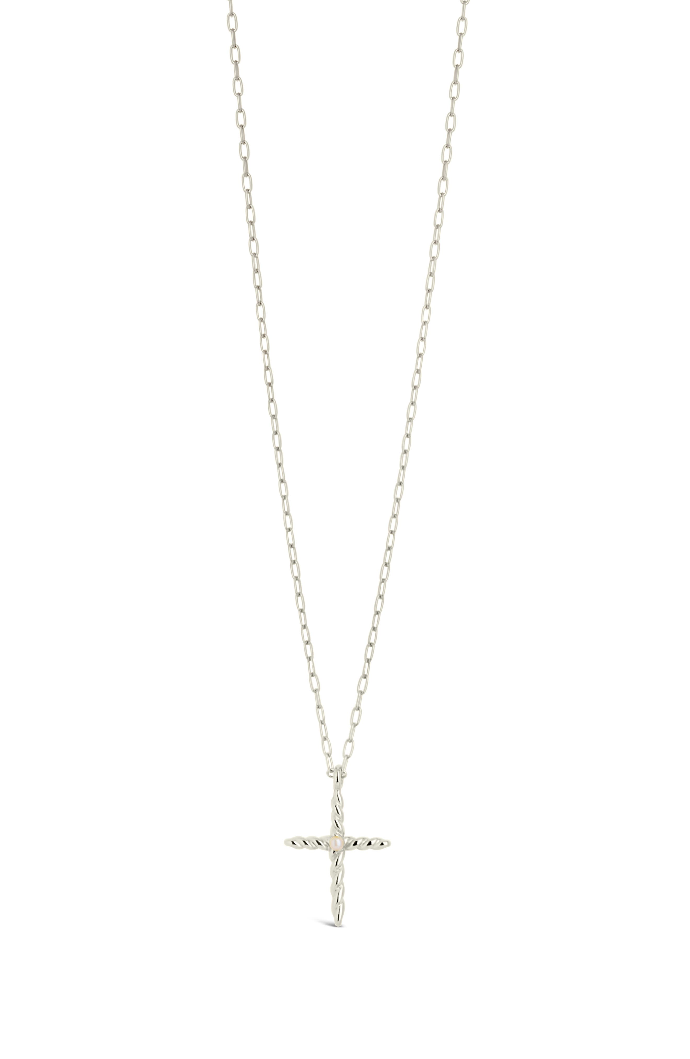Sterling Forever Anas Cultured Pearl Cross Pendant Necklace