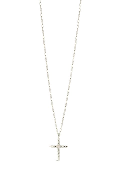 Anas Cultured Pearl Cross Pendant Necklace