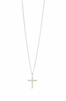 Sterling Forever Anas Cultured Pearl Cross Pendant Necklace