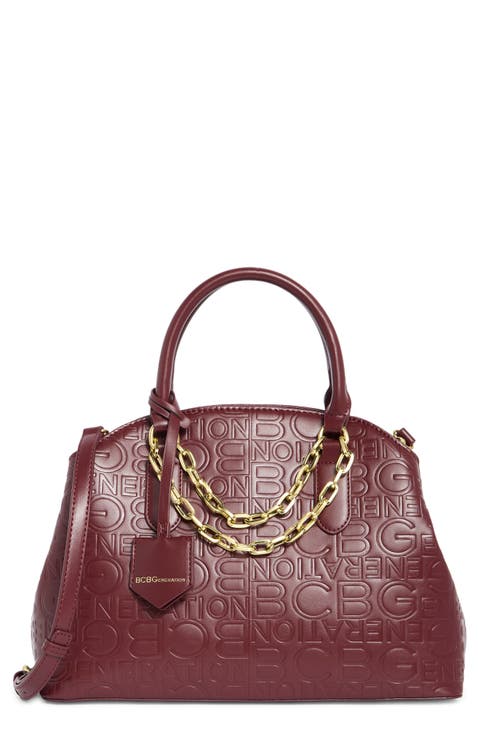 Debossed Triple Compartment Satchel