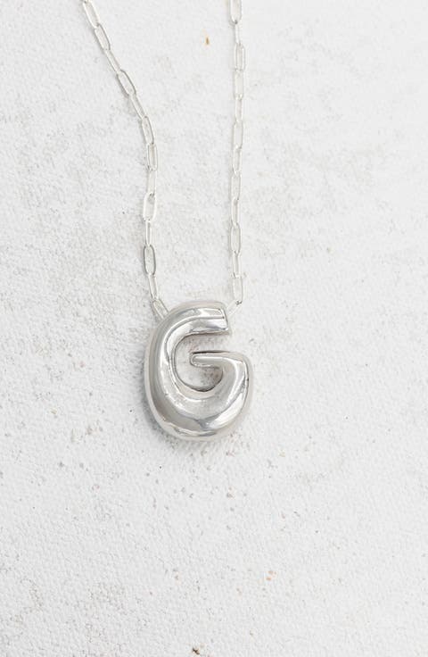 Small Paperclip Necklace with Silver Letter Charm