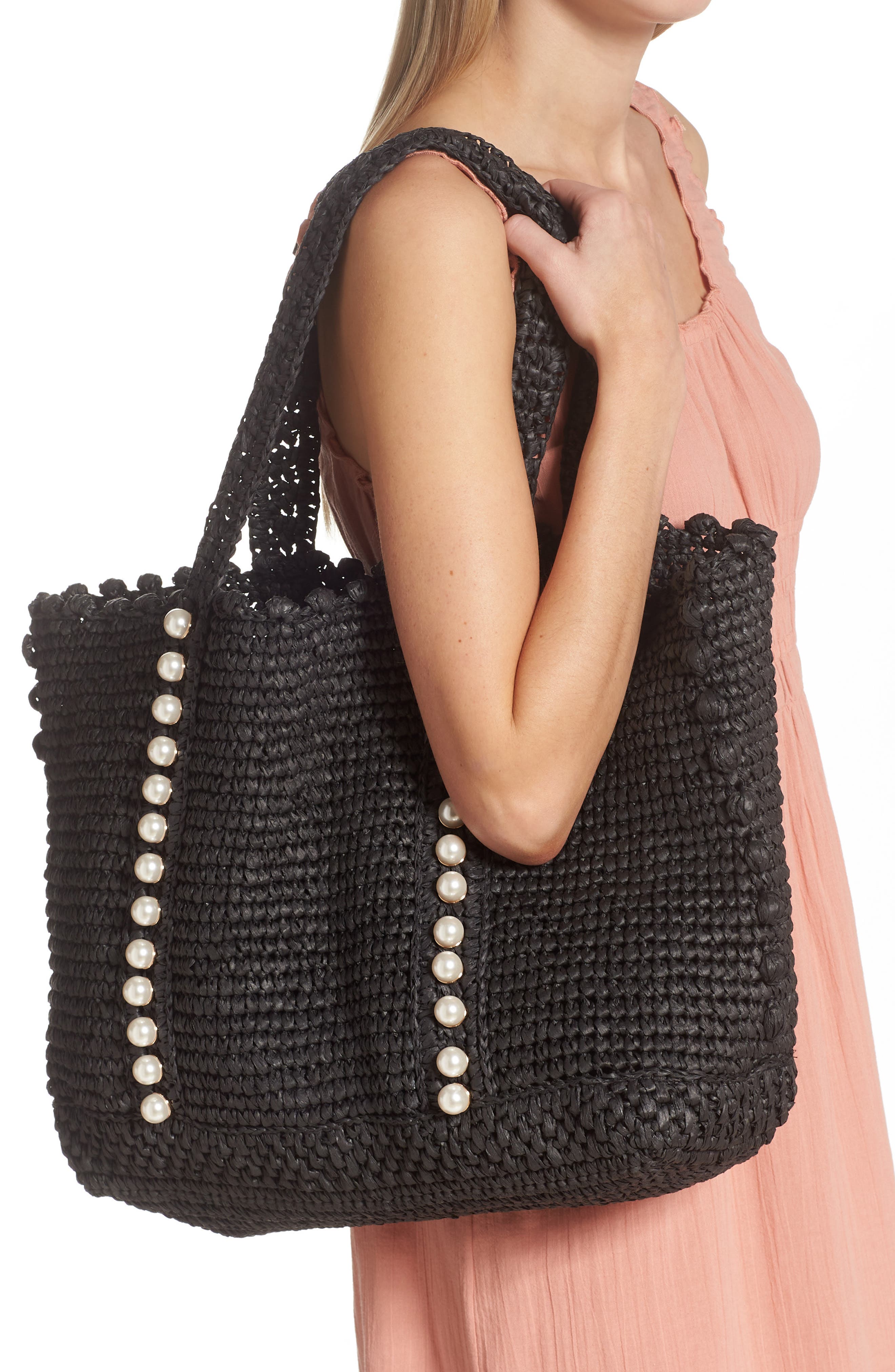 BTB Los Angeles Lisbeth Straw Tote, Alternate, color, 