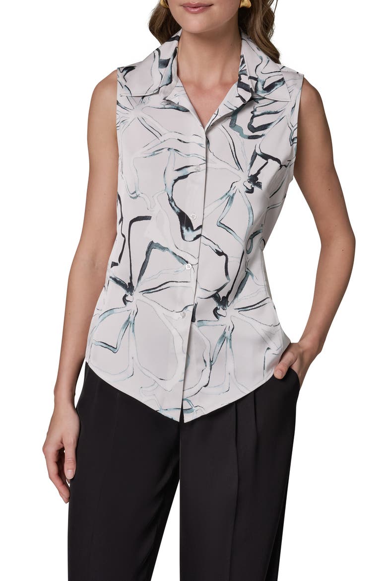 Print Sleeveless Shirt, Main, color, AQUAMINT MULTI