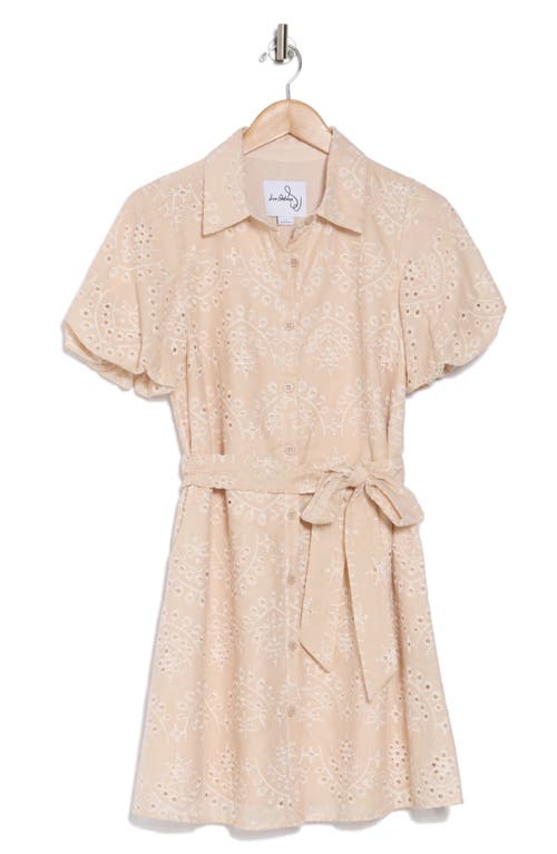 Sam Edelman Embroidered Eyelet Puff Sleeve Shirtdress In Natural