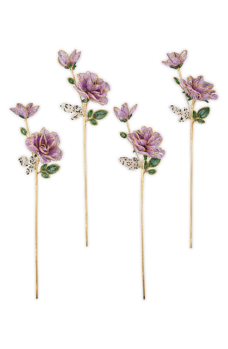 MACKENZIE CHILDS Purple Rose Beaded Flower Stems, Main, color, Purple