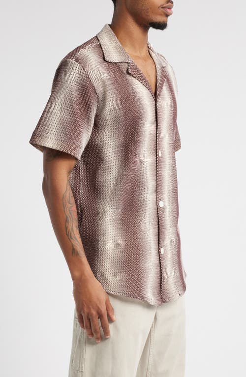 Shop Oas Merlot Echo Cuba Ombré Stripe Knit Cotton Camp Shirt In Red