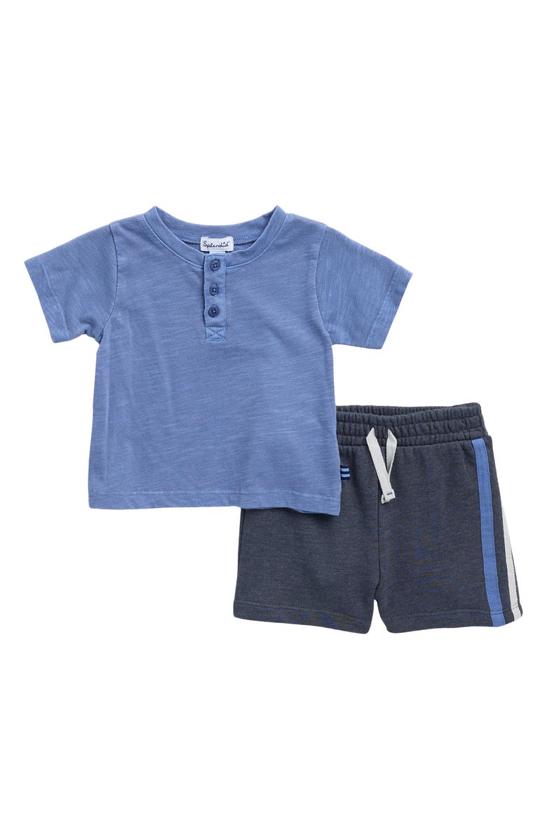 Splendid Henley T-Shirt & Knit Shorts, Main, color, Navy