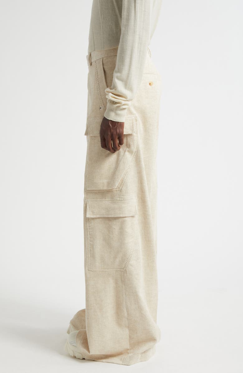 Rick Owens Tailored Cargobelas Corduroy Pants, Alternate, color, Natural