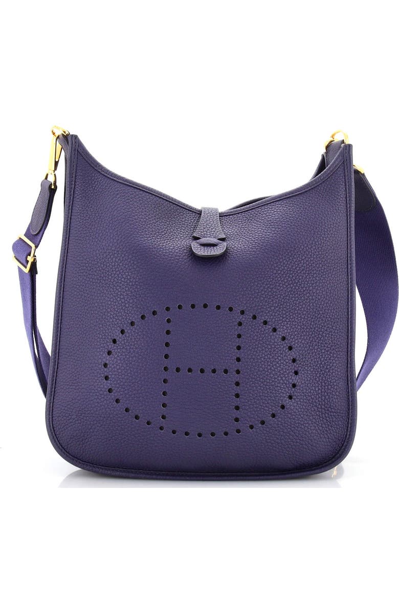 Pre-Owned Hermes Evelyne Bag Gen III Clemence PM, Main, color, Bleu Encre