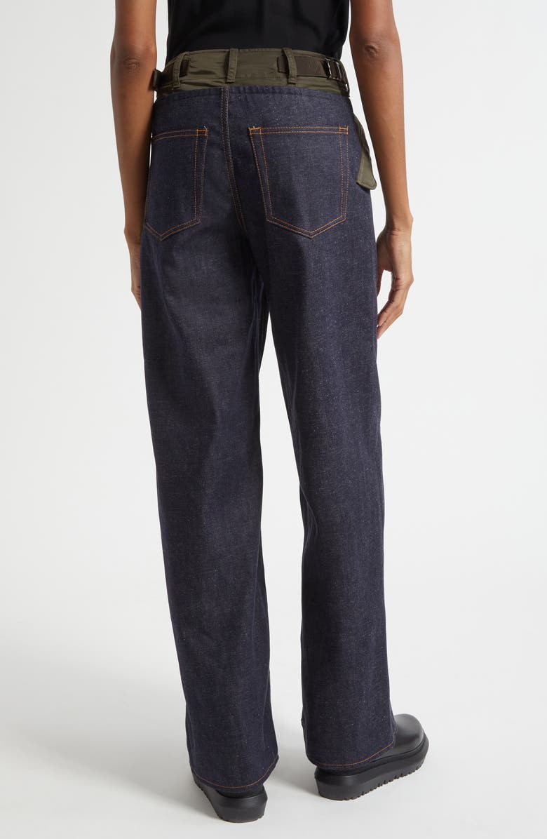 Sacai Baggy Mixed Media Jeans, Alternate, color, Indigo/ Dark Khaki