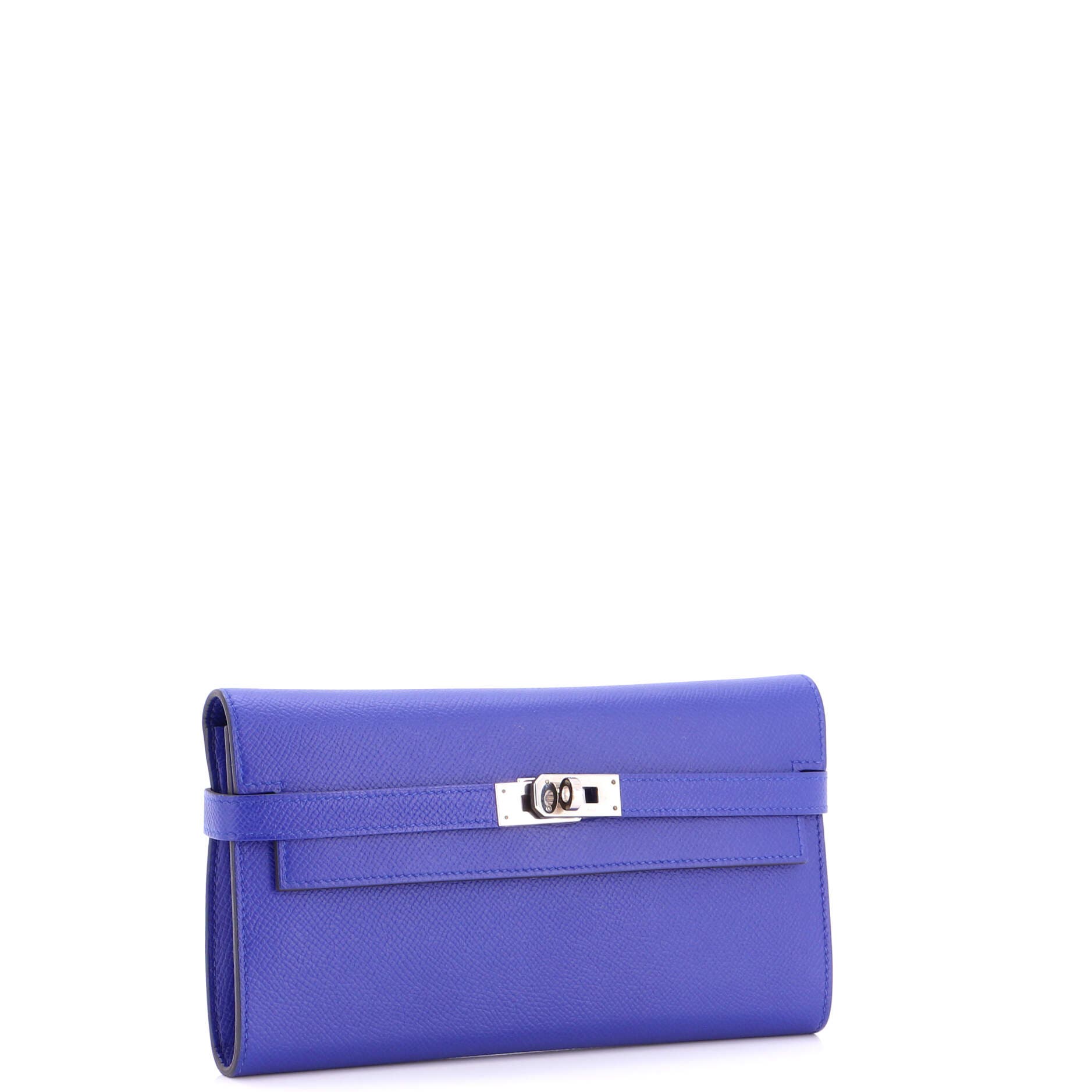 Kelly Wallet Epsom Long, Alternate, color, Bleu Electrique