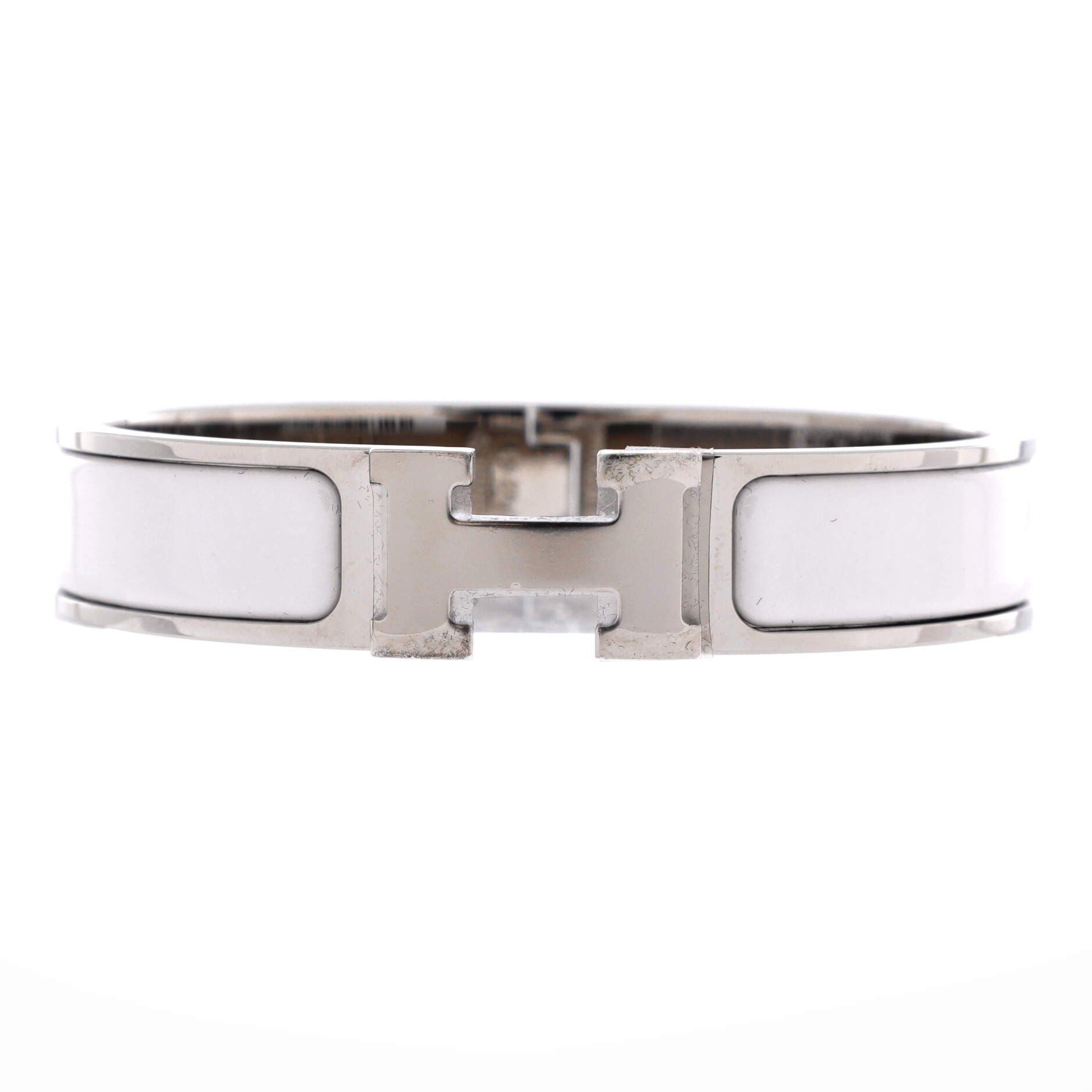 Clic H Bracelet Enamel Narrow, Main, color, White