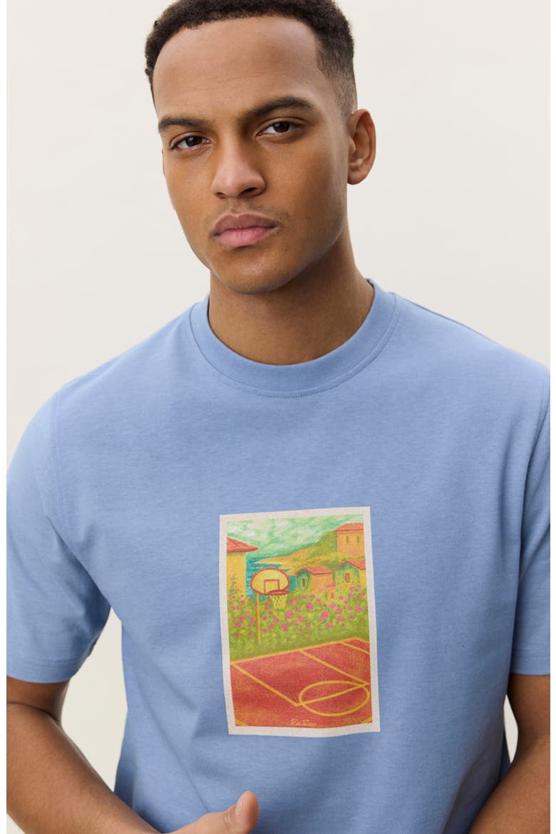 Court Organic Cotton Graphic T-Shirt, Alternate, color, FADED DENIM BLUE