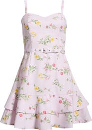 SUGARLIPS Margote Floral Print Ruffle Dress