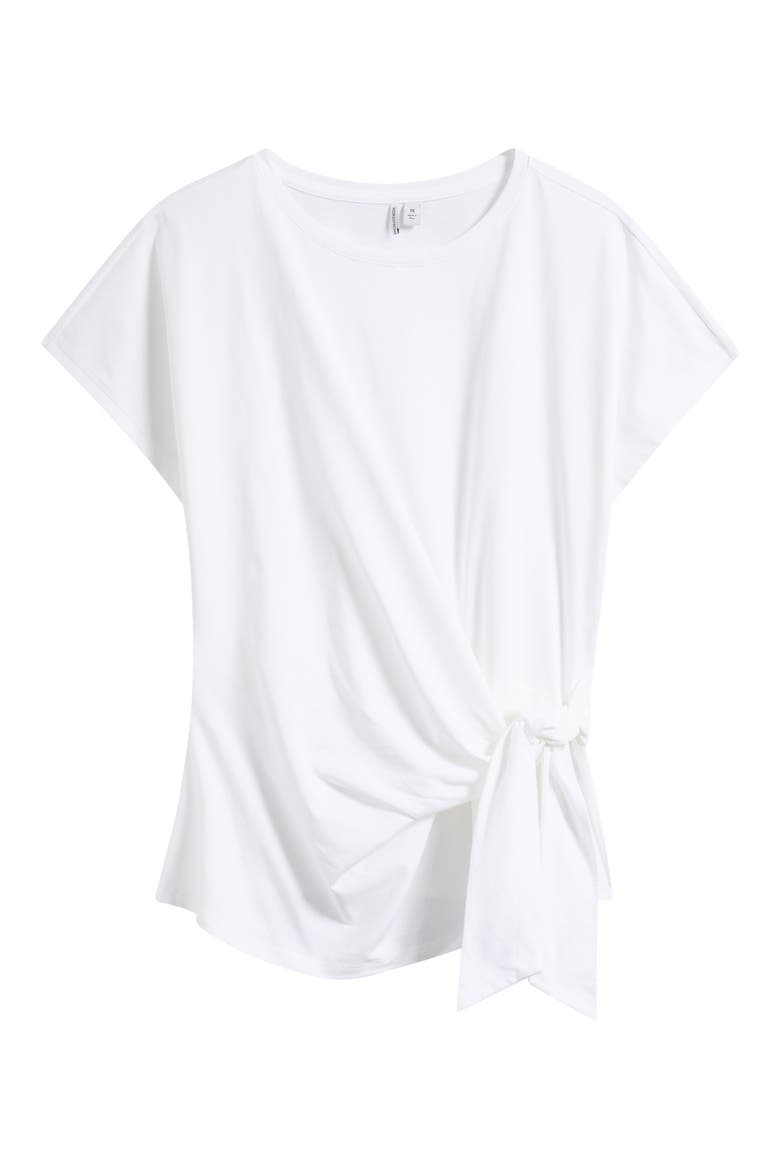 Tie Front Pima Cotton T-Shirt, Alternate, color, WHITE