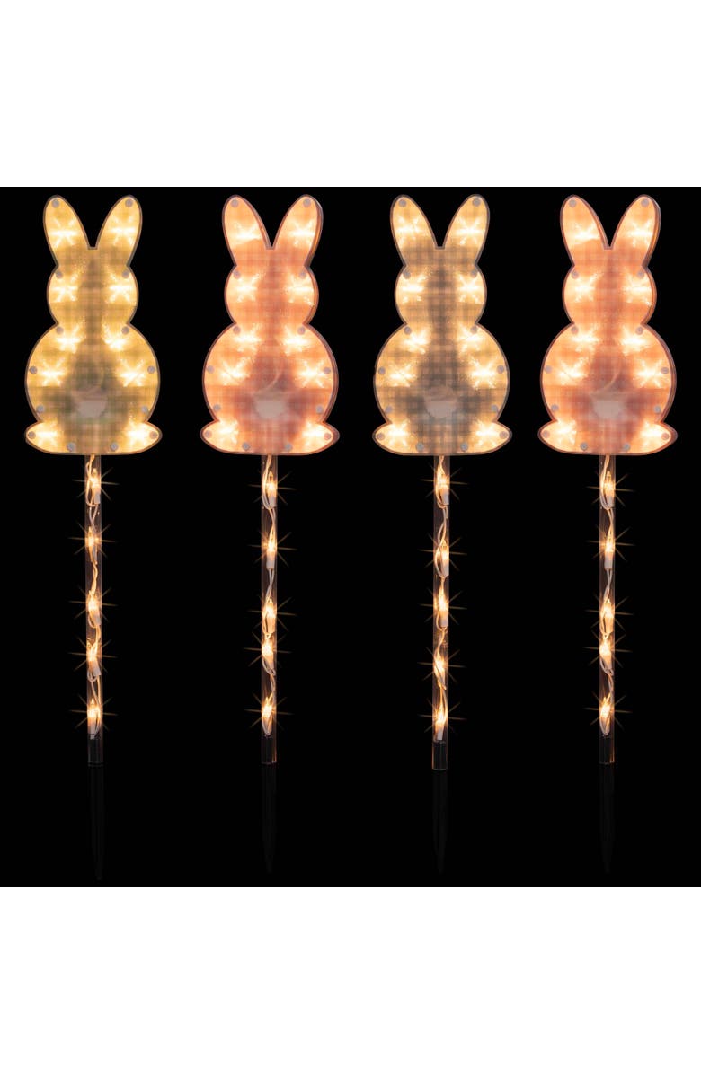 Northlight Lighted Plaid Easter Bunny Outdoor Pathway Markers - 28.5" - Set of 4, Alternate, color, Black
