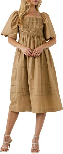 Scallop Detail Midi Dress