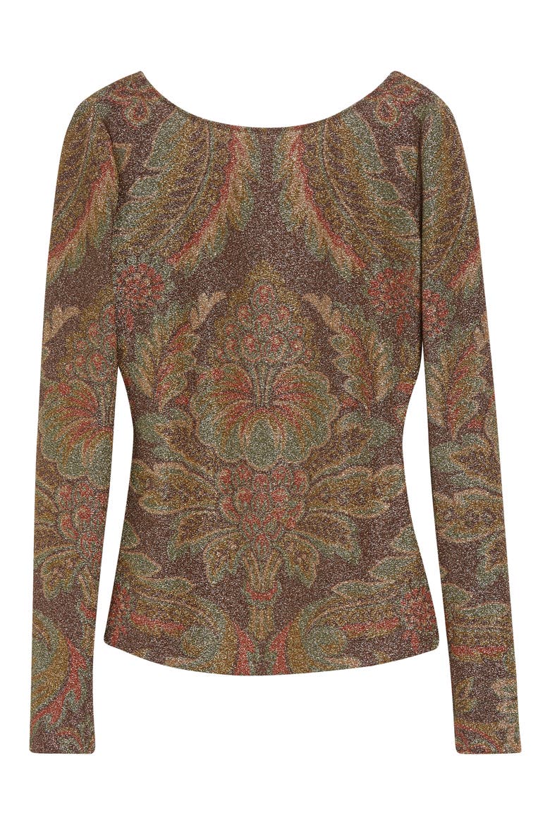 Paisley Metallic Long Sleeve Top, Alternate, color, PRINT ON BLACK BASE