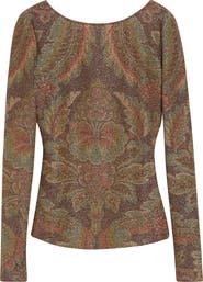 Etro Paisley Metallic Long Sleeve Top