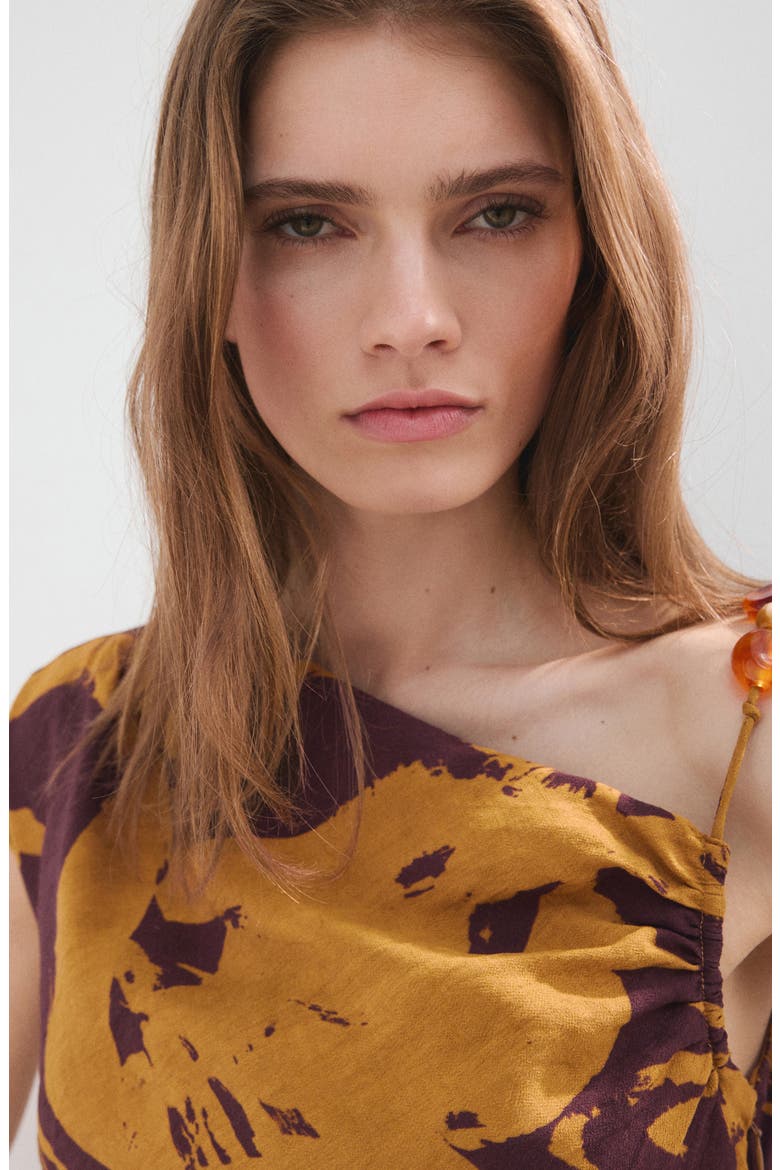 Print Asymmetric Maxi Dress, Alternate, color, OCHRE