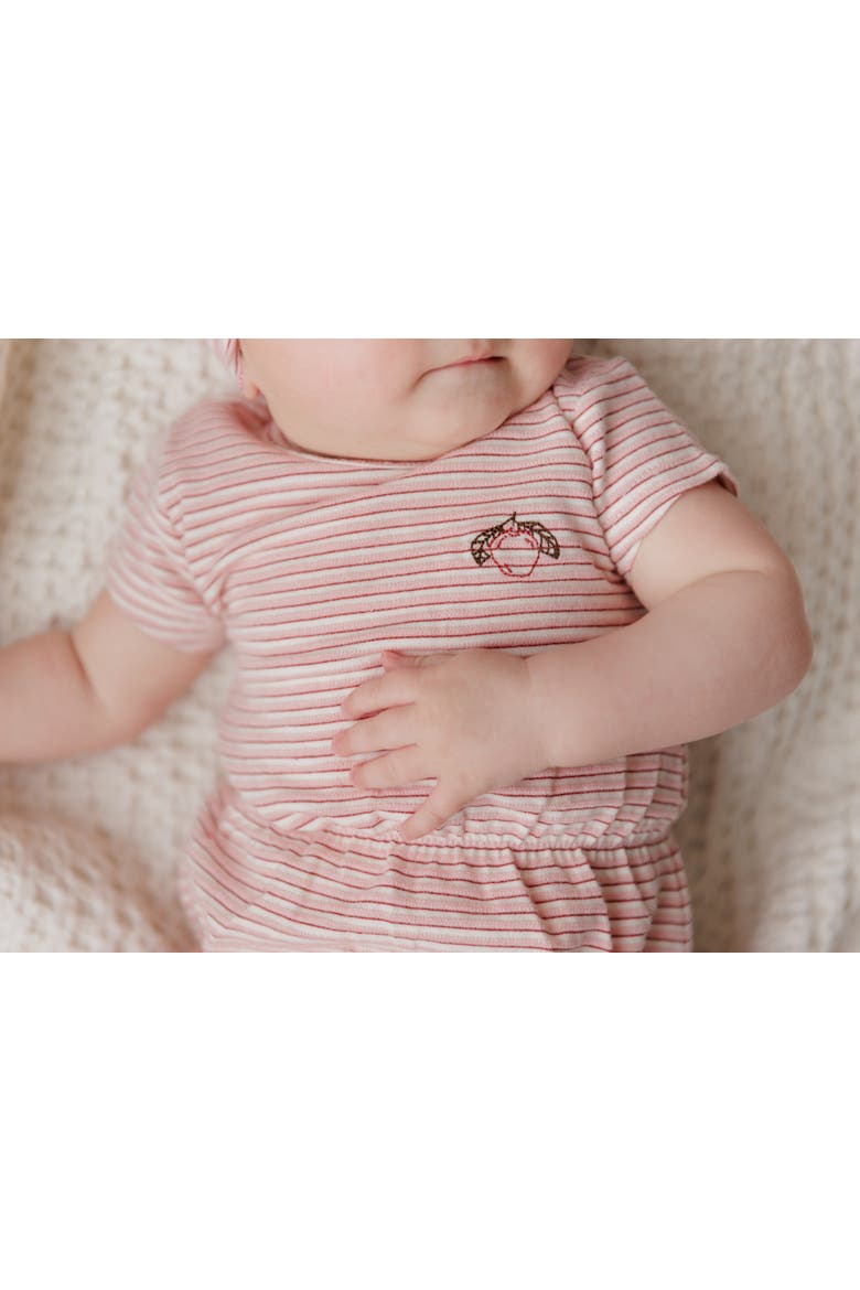 Metallic Stripe Collection - Girl Romper, Alternate, color, Pink